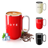 OTE koffiemok met handvat, 12oz/8oz (350/220ml) geïsoleerde roestvrijstalen koffiemok, herbruikbare koffiebeker met dubbele wand