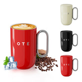 OTE koffiemok met handvat, 12oz/8oz (350/220ml) geïsoleerde roestvrijstalen koffiemok, herbruikbare koffiebeker met dubbele wand