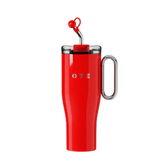 OTE 1.2 L (40 oz) Reisbeker met handvat, dubbelwandige stalen vacuüm geïsoleerde mok en rietje, BPA-vrij, draagbare autobeker, thermische mok, koffiekopje voor warme en koude dranken