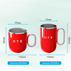 OTE koffiemok met handvat, 12oz/8oz (350/220ml) geïsoleerde roestvrijstalen koffiemok, herbruikbare koffiebeker met dubbele wand