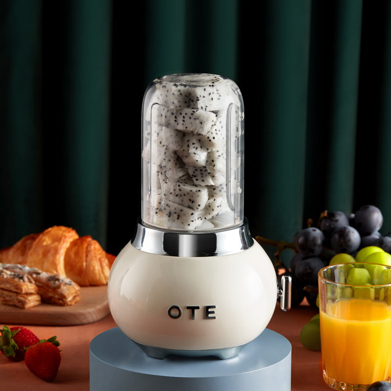 OTE Smoothie maker blender, Retro Kitchen Kleine glazen blender voor shakes en smoothies, met 400ml glas