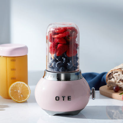 OTE Smoothie maker blender, Retro Kitchen Kleine glazen blender voor shakes en smoothies, met 400ml glas