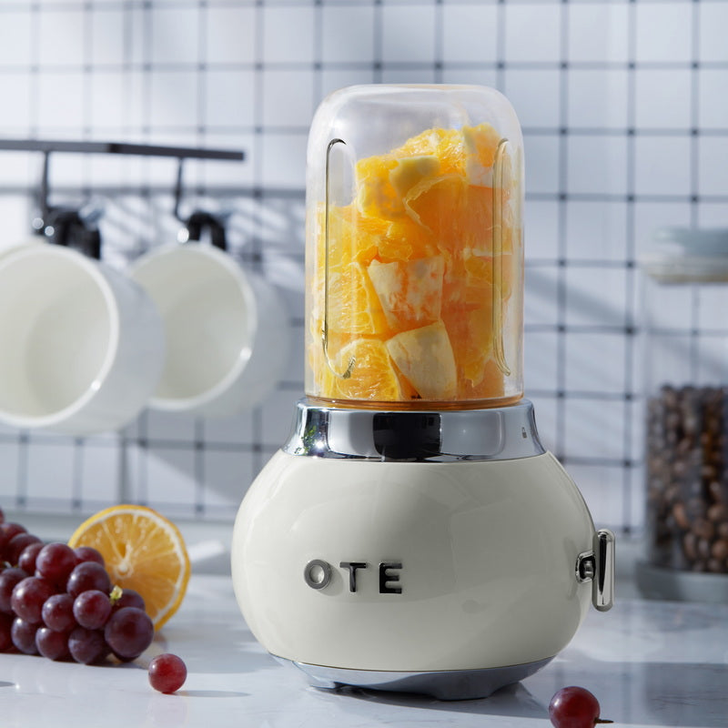 OTE Smoothie maker blender, Retro Kitchen Kleine glazen blender voor shakes en smoothies, met 400ml glas