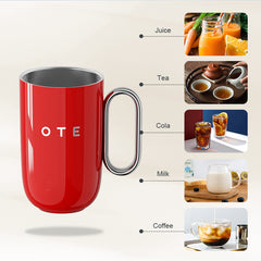OTE koffiemok met handvat, 12oz/8oz (350/220ml) geïsoleerde roestvrijstalen koffiemok, herbruikbare koffiebeker met dubbele wand