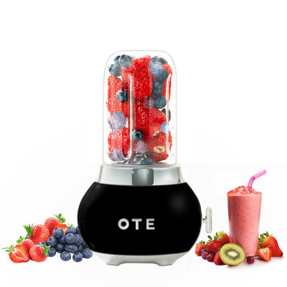 OTE Smoothie maker blender, Retro Kitchen Kleine glazen blender voor shakes en smoothies, met 400ml glas